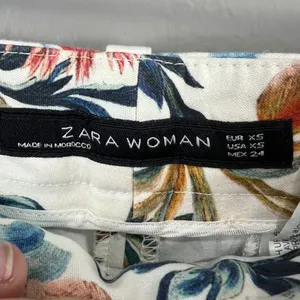 Zara Woman Size XS Floral Cotton Pants thumbnail 4