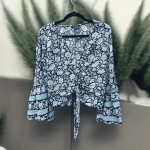 American Eagle Boho Floral Bell Sleeve Blouse Large thumbnail 2
