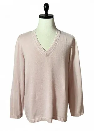 Cabelas Womens Sweater XL V Neck Knit Pullover Pink Casual Long Sleeve‎ Top thumbnail 1