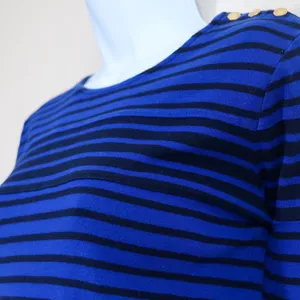 Lauren Ralph Lauren Blue Black Stripe Boat Neck 3/4 Sleeve Shirt‎ Top Womens L thumbnail 7