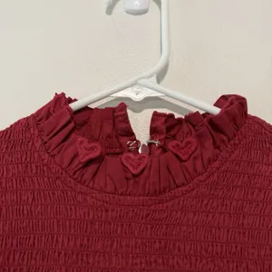 Farm Rio 3D Heart Smocked Red Blouse Size XS thumbnail 5
