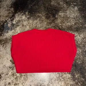 PaperMoon Red Ribbed Sweater-Knit Crop Top thumbnail 3