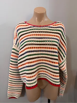 Le Lis Colorful Knit See Through Sweater Medium thumbnail 1