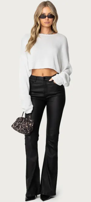 Edikted Luna Faux Leather Pants thumbnail 1