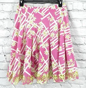 Vintage Lilly Pulitzer Ingrid Skirt Size 8 Pink Green Eyelet Trim Lined Pleated thumbnail 1