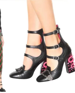 NEW Gucci Queercore Crystal Embellish Brogue Snake Heel Pumps Size 38.5 RARE thumbnail 1