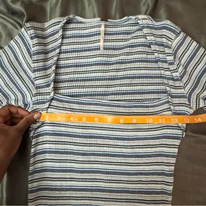 Free people stripe wild tee blue white short sleeve top size small thumbnail 10