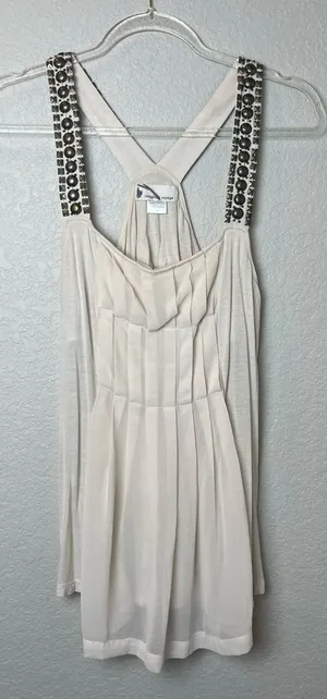 imaginary voyage Cream Tank Top with Embellished Straps Size L thumbnail 1