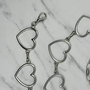 Open Heart Silver Tone Chain Belt One Size (OS) ✨ thumbnail 3