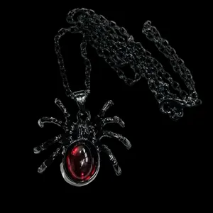 Gothic Black/Red Cute Spider‎ Pendant Necklace Punk Retro Style Fashion Jewelry thumbnail 5