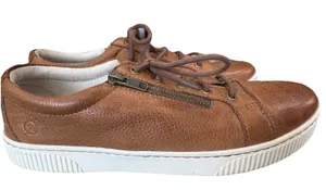 Born Tamara Women's 9.5 Brown Leather Sneakers Side Zip Comfort Casual Shoes thumbnail 1