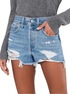 Levi’s 501 Original Fit Distressed High Rise Denim Cut Offs thumbnail 1