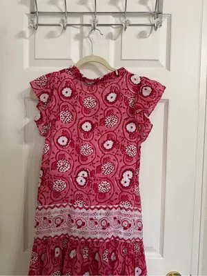 Oliphant Tuckernuck Jaipur Pink Rose Ruffle Bohemian Boho Maxi Dress Flowy thumbnail 10