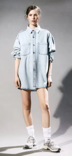 H&M oversized denim shirt thumbnail 1