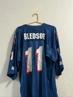NFL Drew Bledsoe #11 New England Patriots Blue Jersey Men's Starter XL Size 52 thumbnail 2
