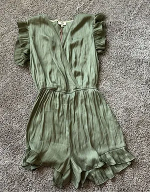 Umgee Olive Green Ruffled Jumpsuit thumbnail 1