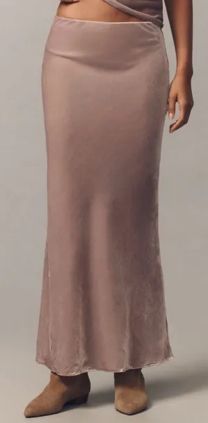 Anthropologie The Tilda Maxi Slip Skirt: Velvet Edition, Size S thumbnail 1