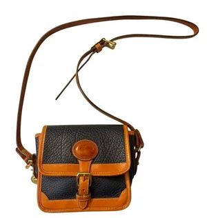 Vintage Y2K DOONEY & BOURKE Tan & Navy Pebbled Leather Crossbody thumbnail 1
