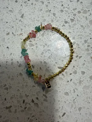 Pura Vida gold and multi colored gemstones beaded bracelet thumbnail 1