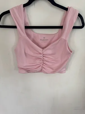 EleVen by Venus Williams Pink Ruched Scoop Crop Tank thumbnail 3