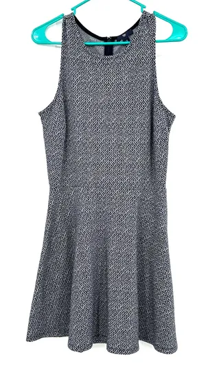 Gap size medium sleeveless a line dress hidden rear‎ zip black white print thumbnail 1
