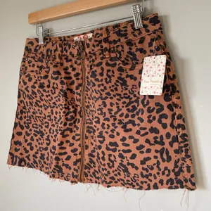 Free People We The Free Denim Mini Skirt Leopard Print Brown Black Women's 28 thumbnail 3