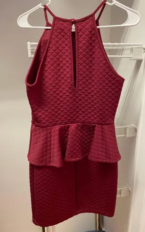 Necessary Clothing Burgundy Peplum Bodycon Dress thumbnail 3