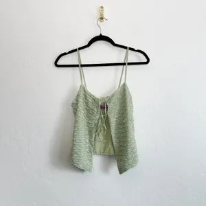 Edikted | Alessia Tie Front Ruffled Y2K‎ Open Top in Green thumbnail 2