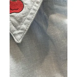 90s Teacher Embroidered School Theme Dressbarn Blue Button Up Long Sleeve Top L thumbnail 7