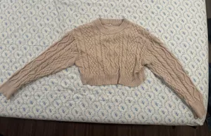 Garage Knit Cropped Cable Sweater Cream thumbnail 2
