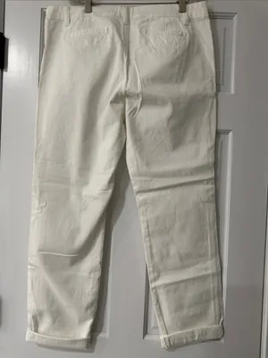 Caslon Cotton Chino Cropped Pants Pockets Straight White Stretch Women Size 12 thumbnail 6