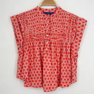 Tuckernuck Ro's Garden Nini Top Small Orange Floral Boho Flutter Sleeve Cotton thumbnail 3