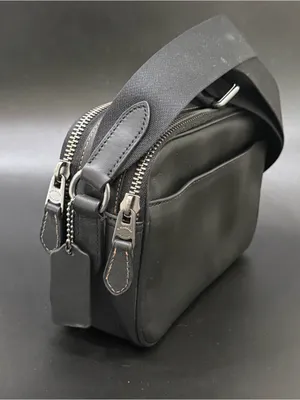 COACH C4148 Black Smooth Calf Leather Double Zip Graham Crossbody Camera Bag thumbnail 3