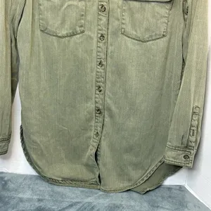 Anthropologie Army Green Cotton Blend Shirt Jacket w/ Copper Sequins Size 2 thumbnail 3
