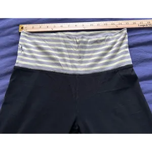 Mossimo Supply Co Womens Black Leggings Striped Fold Over Waist Size Medium thumbnail 8