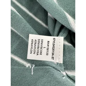 Pink Clover Sweater Sz L Green Striped Lightweight Knit Curved Hem Layering Fall thumbnail 9