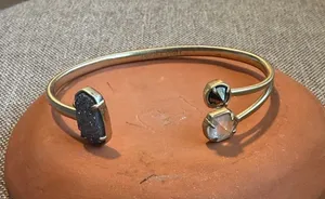 Kendra Scott Gold Open Cuff with silver Druzy and Clear Accent thumbnail 1