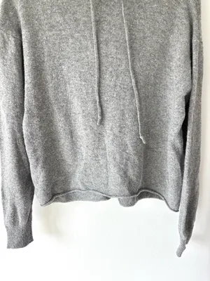 Brandy Melville Grey Knit Hoodie Soft Knit Wool Blend Cozy Loungewear Preppy thumbnail 3