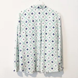 Charter Club Shirt Size Large Blue Floral Linen Blend Rhinestone Coastal Grandma thumbnail 6