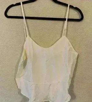 Vintage 100% silk tank, sz M white going out date night business casual thumbnail 1
