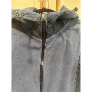 Abercrombie & Fitch Blue Full Zip Fleece Hoodie Quilted Panels Thumbholes Small thumbnail 2