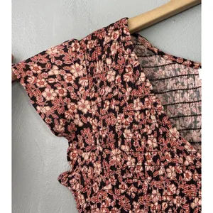 Japna Smocked Peplum Top Size Medium Floral Boho Romantic Forest Fairy Peasant thumbnail 5