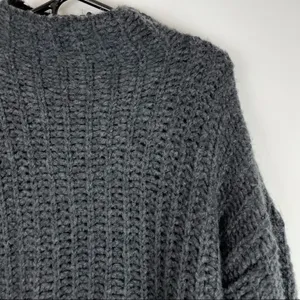 Aerie Grey Chunky Knit Mock Neck Wool Alpaca Sweater thumbnail 7
