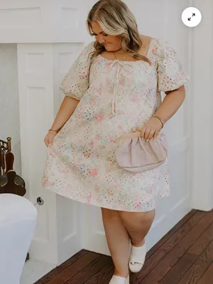 Impressions‎ Floral Print Eyelet Babydoll Dress thumbnail 8