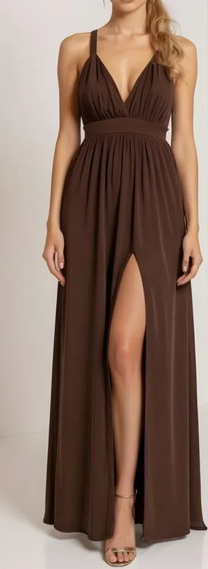 MICHAEL COSTELLO x REVOLVE Emmeline Maxi Dress, Brown, Small thumbnail 1