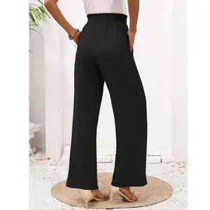 Women’s Casual Wide Leg Cinch Waist Trouser Pants Small thumbnail 3