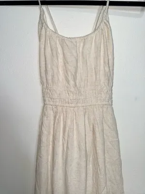 American Eagle Halter Open Back Handkerchief Hem Midi Dress Cream NWT thumbnail 6