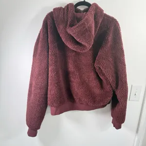 Lululemon Textured Fleece 1/2 Zip Hoodie Pullover Sweater Red Merlot‎ Womens 14 thumbnail 5