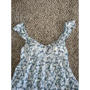 Eyeshadow juniors blue floral tie back babydoll‎ dress size large thumbnail 2