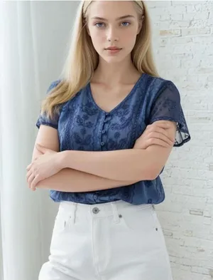 Women's Blue and Navy Blous thumbnail 1